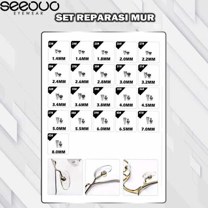Seeouo Set Reparasi Mur Kacamata Toolkit Obeng Nosepad Baut Sekrup Lengkap Repair Screw Frame