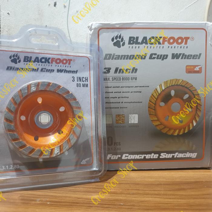 Diamond cup wheel 3 inch mata gerinda amplas beton BLACKFOOT