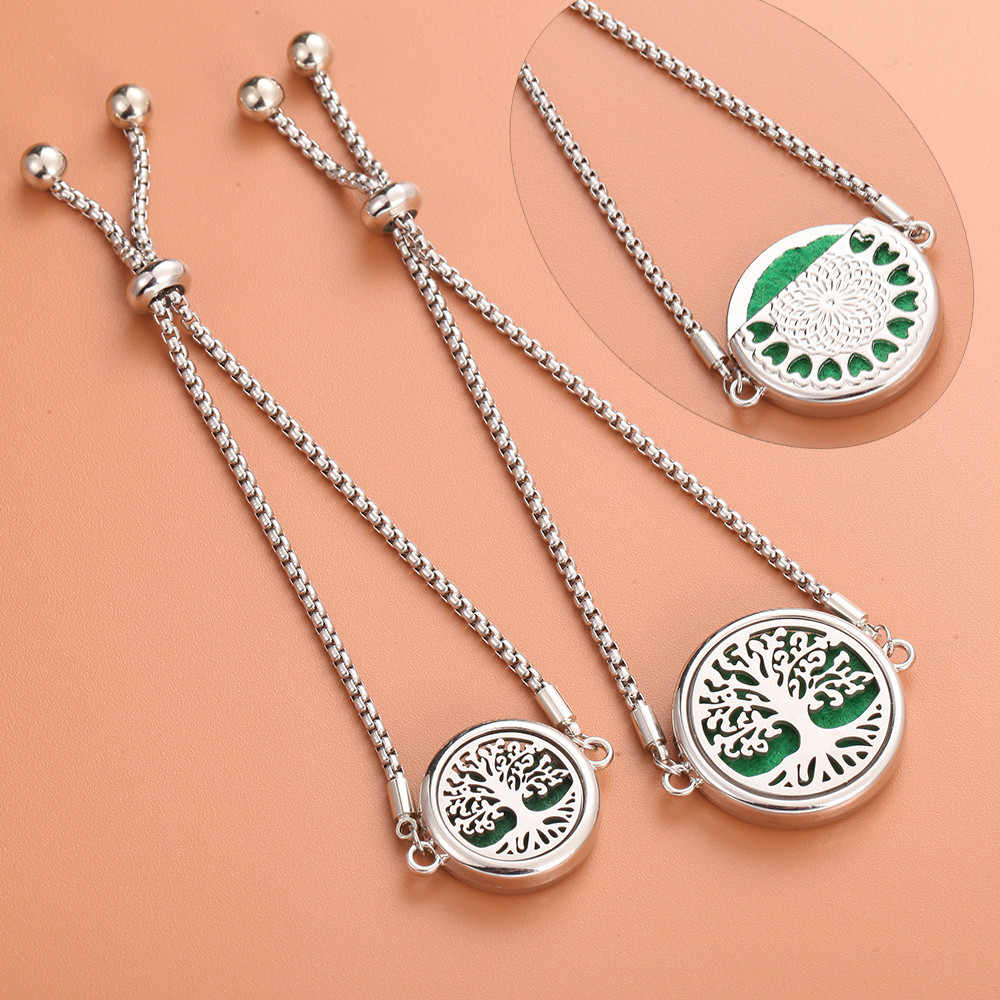 10pcs/lot Wholesale Trendy Small Tree Aromatherapy Locket Bracelet Bangle Essential Oil Diffuser