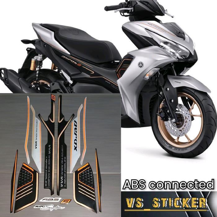 STRIPING STICKER LIST STANDART MOTOR AEROX ABS CONNECTED 2023 HITAM SILVER Motorcycle