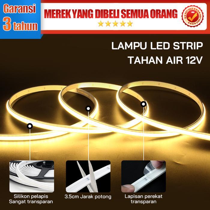 Lampu LED Strip Tahan Air 24V COB IP68 Lampu LED Strip Outdoor 12V Cahaya Putih Dingin 6000K &