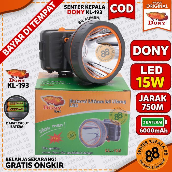 DONY Senter Kepala Lampu Kepala LED Bisa Ganti Copot Baterai Batre KL 193 SILAUMEN Silau men LED