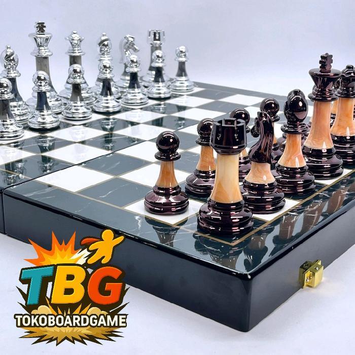 Luxury Onyx Style Chess - Papan Catur Mewah - Premium International Grade catur premium