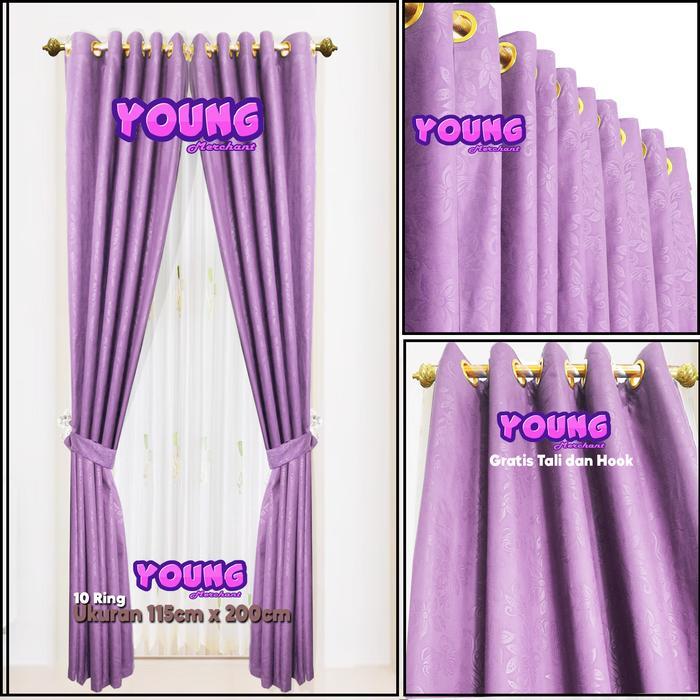 TERBARU gorden PINTU jendela MINIMALIS EMBOS UNGU LILAC Tali gorden jendela tirai outdoor