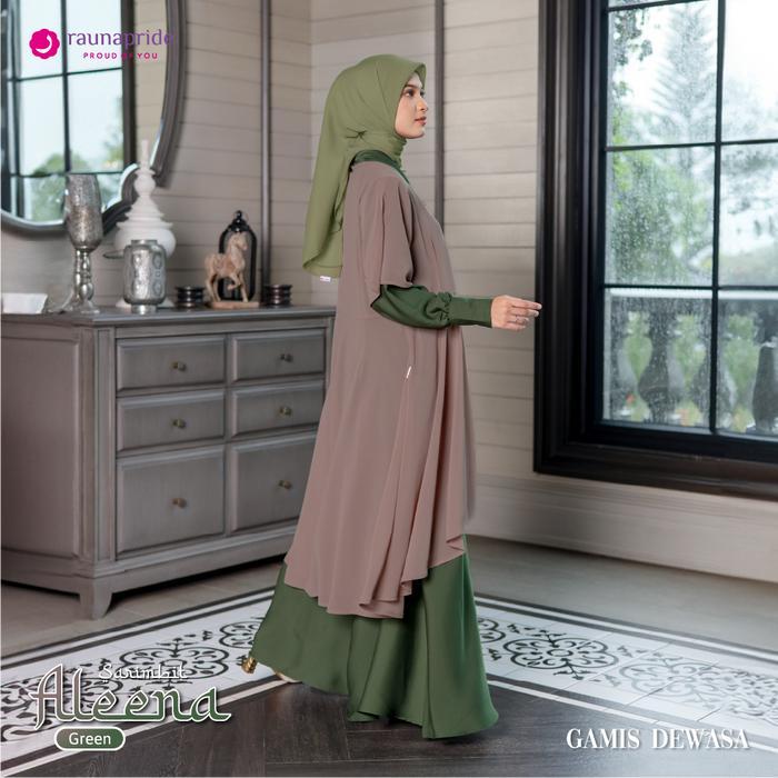Rauna Pride - Baju Keluarga Rauna - Sarimbit Aleena - Green - Rauna Collection - Set Gamis Koko
