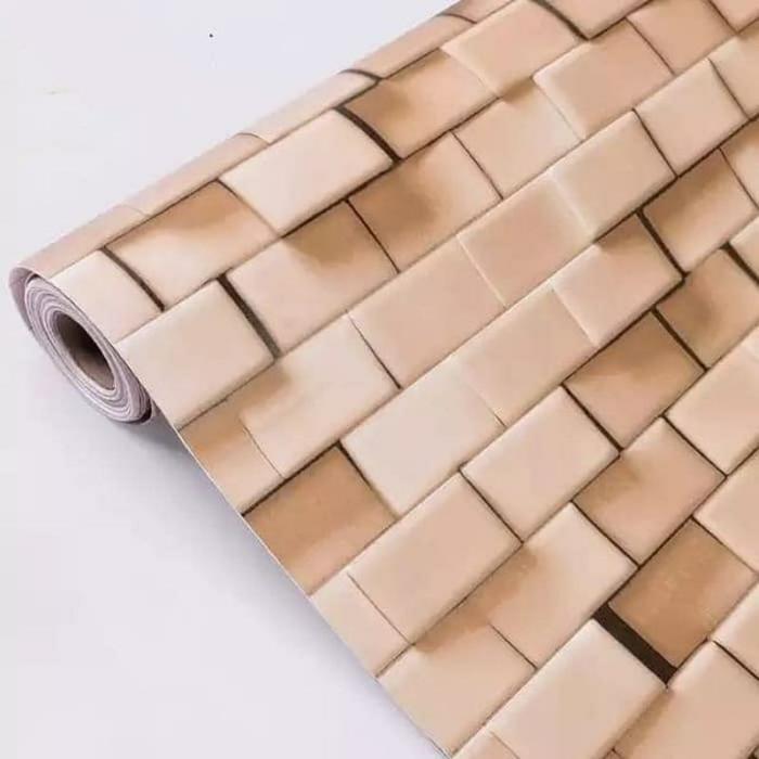 Wallpaper Sticker Dinding Bata Coklat 3D Mewah Modern