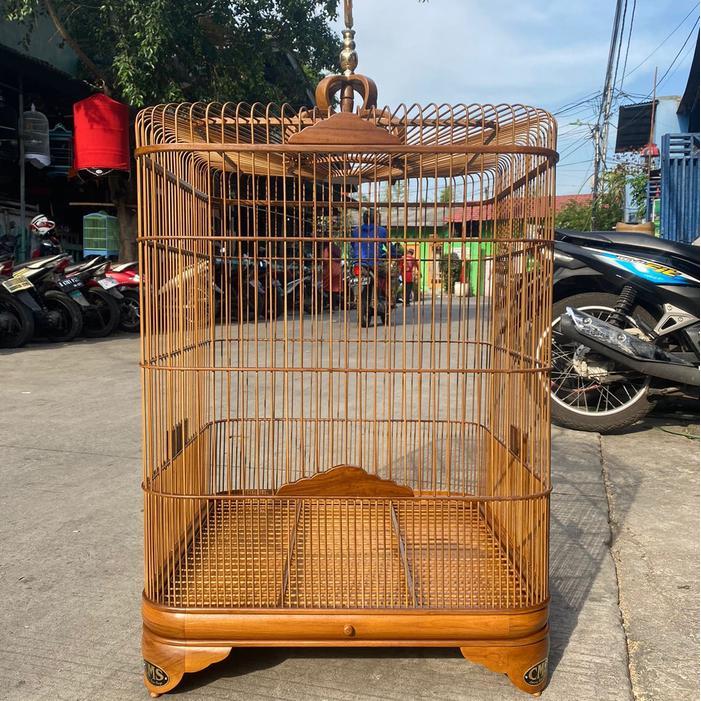 SANGKAR/KANDANG MURAI OVAL JATI CMS KHUSUS EKOR PANJANG