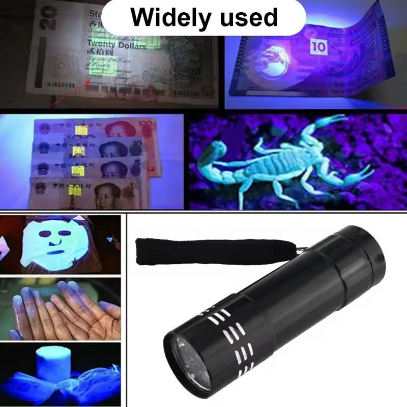 9 LED UV Torch Light Mini UV Flashlight Super Ultra Violet 9 Led Flashlight Torch Lamp Scorpion
