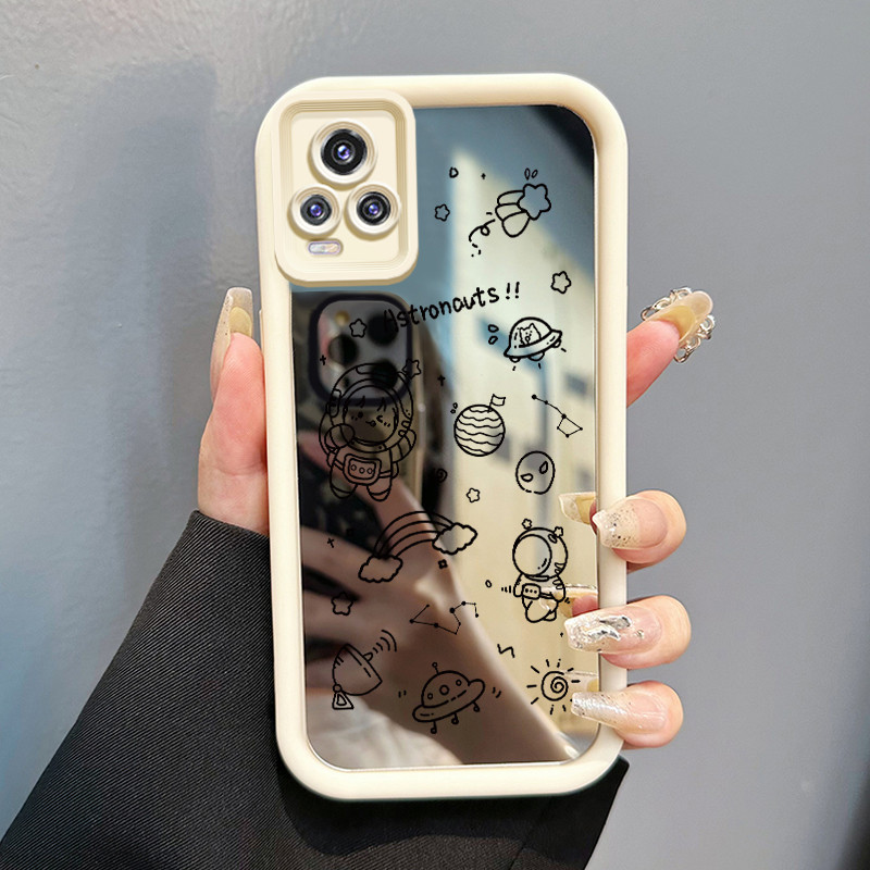 Casing Hp VIVO V20 VIVO V20 Pro Case Casing menggambarkan astronot Pola Kasus cermin tangga HP Kasin