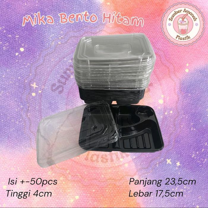 Tray Bento / Mika Bento / Box Bento / Bento sekat 4 + Tutup Bening @50 SET