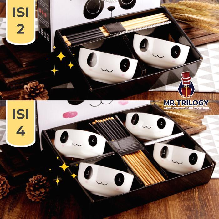 HAMPERS MANGKOK JEPANG PANDA SET MAKAN KERAMIK SOVENIR PERNIKAHAN LUCU