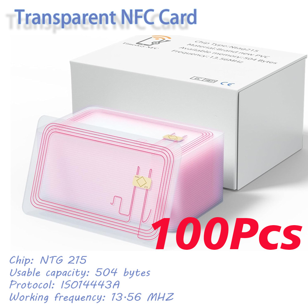 50/100Pcs Transparent NFC Card Blank NFC Tags 215 NFC Chip NFC 215 Cards Rewritable NFC 215 Tags NFC