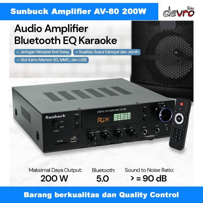 Amplifier Bluetooth Eq Karaoke Home Theater 2000W - Sunbuck Av-80 Terlaris
