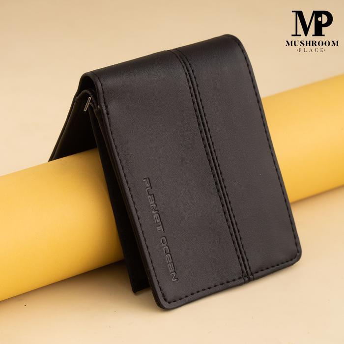Dompet Minimalis Dompet Pria Lipat Pendek Polos Hitam Planet Ocean Original - Po05