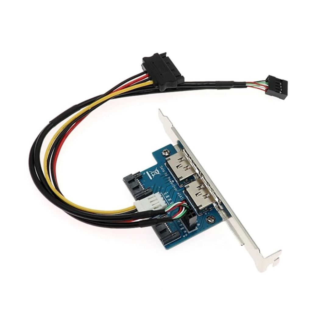JonISerl Desktop Computer Dual Port SATA to Power eSATA eSATAp 9Pin to USB 2.0 Converter Expansion