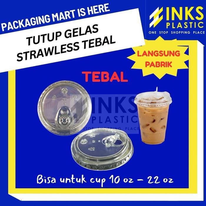 TUTUP GELAS STRAWLESS FLAT TEBAL LID PET TUTUP GELAS STRAWLESS LID CUP PLASTIK
