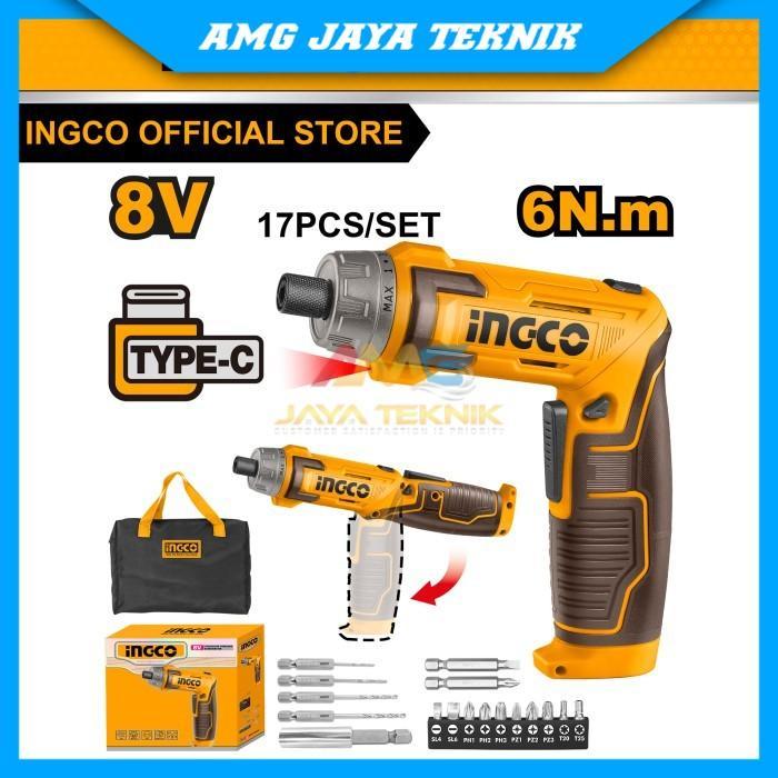 OBENG BOR CHARGER CORDLESS SCREWDRIVER 2 MODE 8V INGCO CSDLI0802