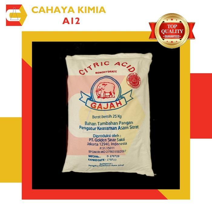 Citric Acid Monohydrate (Citrun) Cap Gajah 1 Zak (25 Kg) Instant New