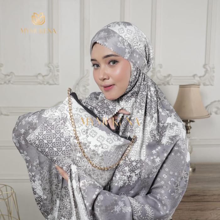 Top mukena 2025 model baru Motif 3in1 Silk Mewah Mukena Dewasa Traveling Resleting Free Pouch Cantik