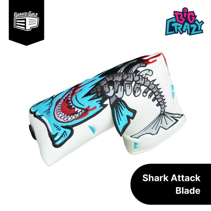BIG CRAZY Shark Attack Blade Putter Head Cover Golf - Penutup Sarung Stick Club