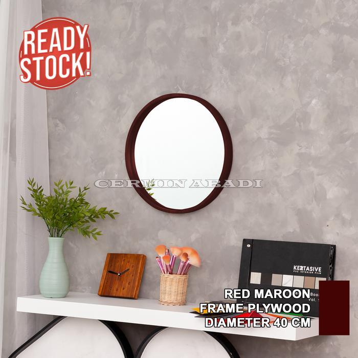 CERMIN BULAT MEJA RIAS CERMIN BULAT MAKE UP WARNA RED MAROON