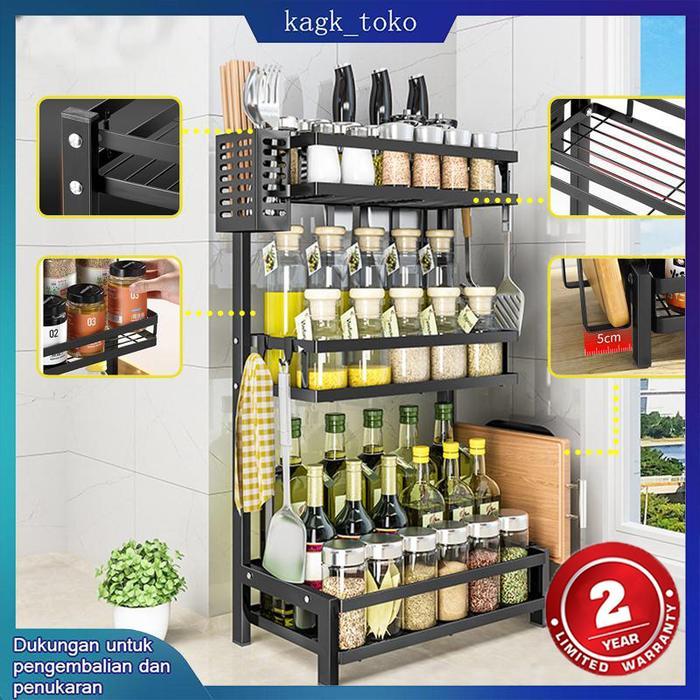 Rak Bumbu Dapur Stainless Steel Rak Penyimpanan Dapur Rak Bumbu Rak Dapur Stainless 3 Susun 2 Susun