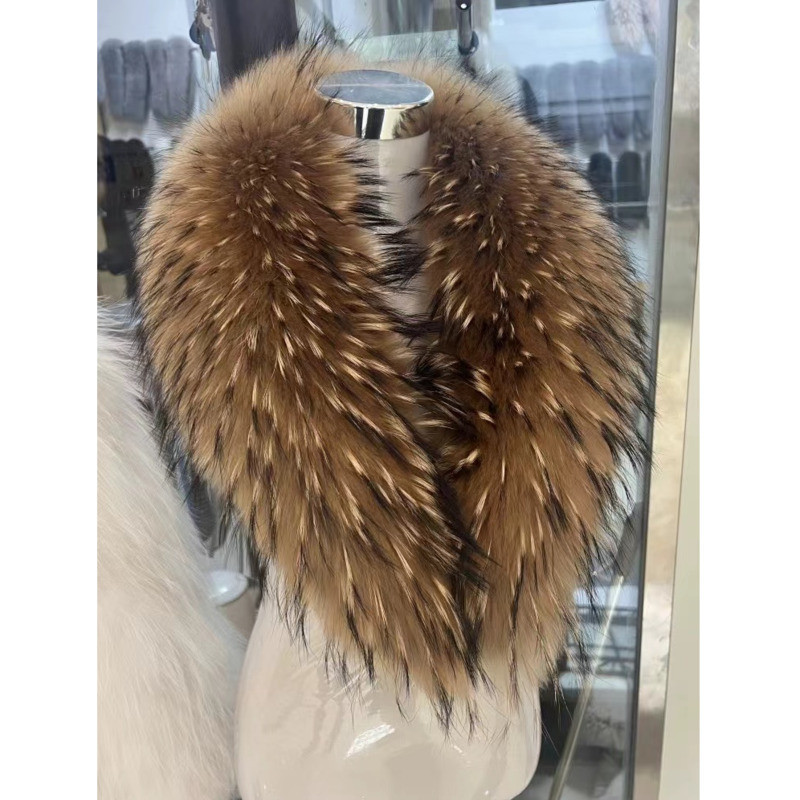 Raccoon Fur Collar Female Winter Fur Collar Coat Jacket Shawl Women Furry Fur Collar Scarves Neck