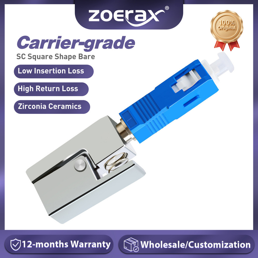 ZoeRax SC Square Shape Bare Fiber Optic Adapter FTTH Fiber Connector for Red Light Pen Optical Power