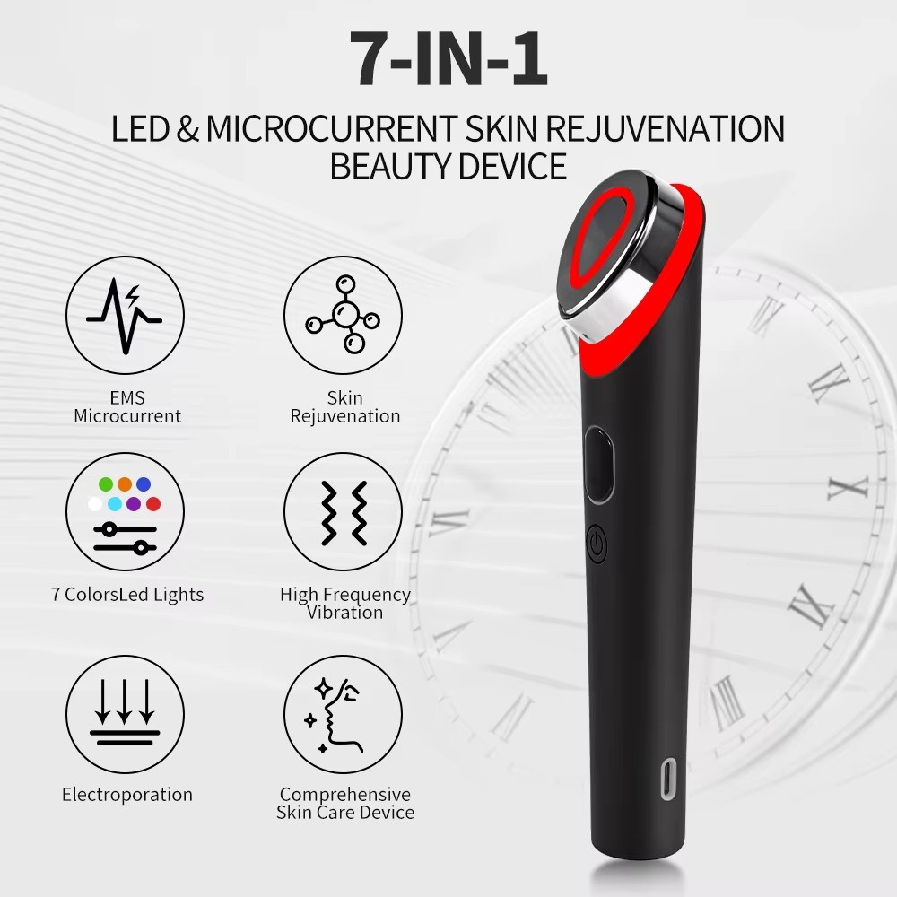 7 Colors Age-R Booster Pro Facial Skin Care Anti Wrinkle Beauty Device EMS Microcurrent Lift