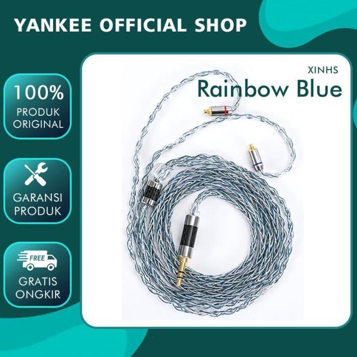 Xinhs Rainbow Blue With Mic / No Mic Kabel Upgrade Earphone Moondrop Chu Kz Edx Pro Cca Cra+ Kz Dq6