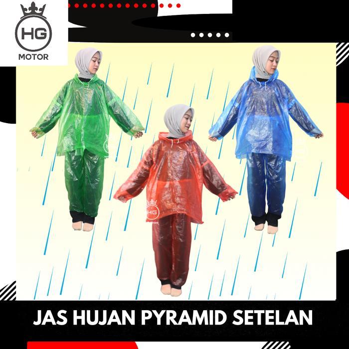 JAS HUJAN PLASTIK STELAN JAKET CELANA MURAH MERIAH ( PYRAMID)