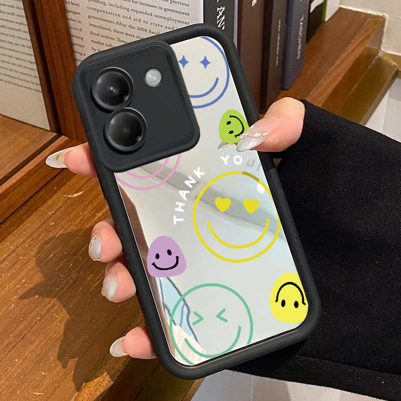 Casing Hp Untuk Xiaomi POCO M7 Pro 5G Case Casing Kematian Smile Emoji Tas Pola Kasus cermin tangga 