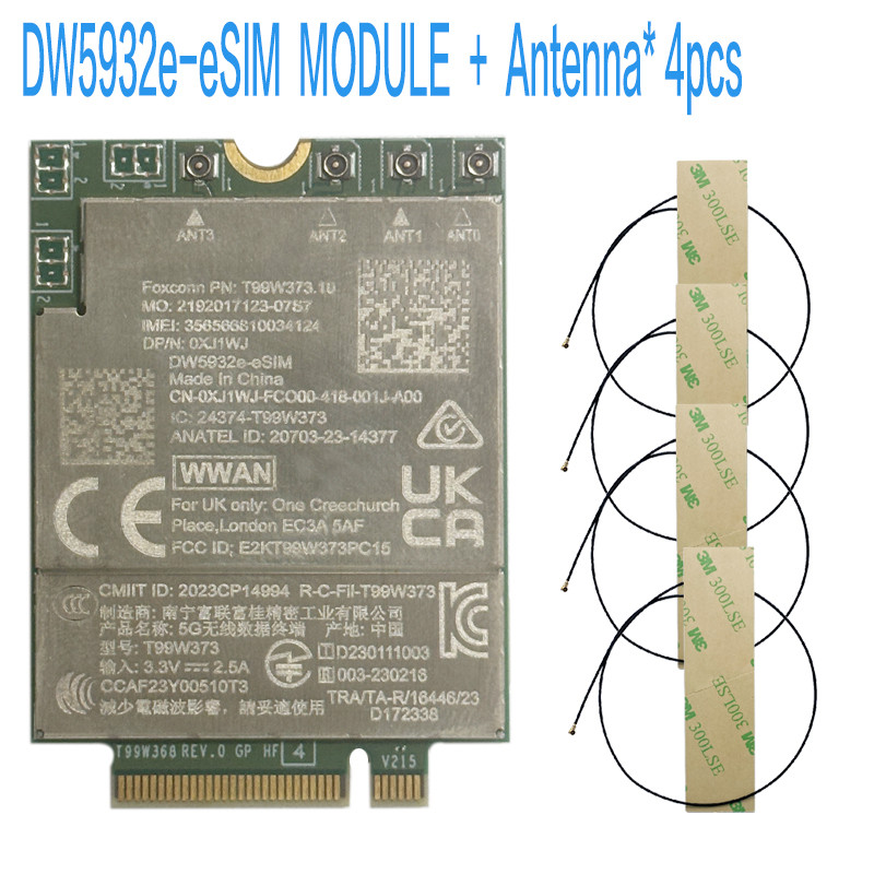 5G Module LTE Cat19 T99W373 DW5932e DW5932e-eSIM M.2 NGFF Wireless WWAN Card For Dell Latitude 7350