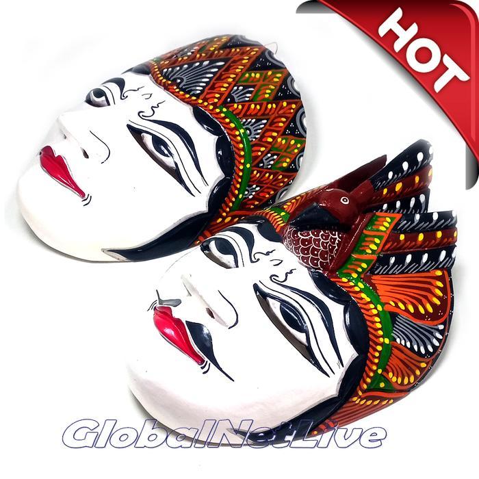 Best Seller Sepasang Topeng Wayang Rama Shinta Kayu Batik Painting Hiasan Dinding Original