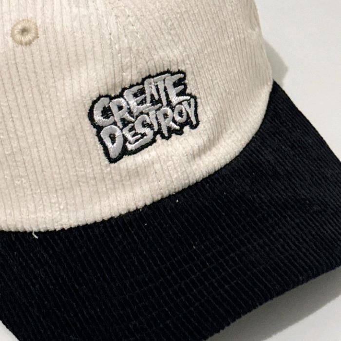 Topi Corduroy Omidoki Hitam Cream Topi Bisbol Topi Corduroy Terlaris