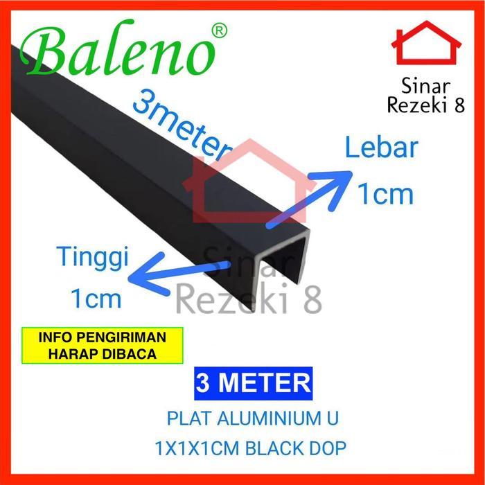 Plat Aluminium List U Hitam 10 x 10 x 10 mm Baleno / Lis Edging Interior Black Dekorasi
