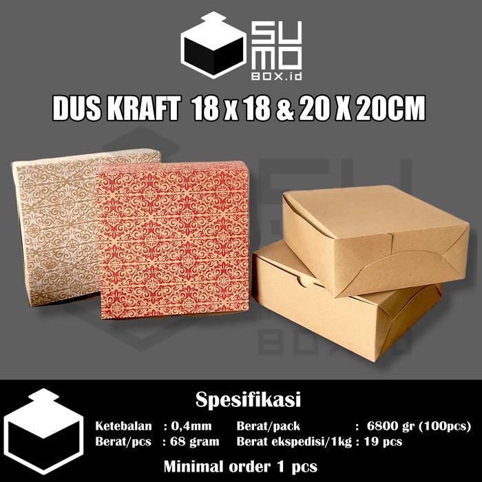 Kotak Dus KRAFT COKLAT 18x18 20x20 / Dus GS Nasi Rames Kue [ECERAN]
