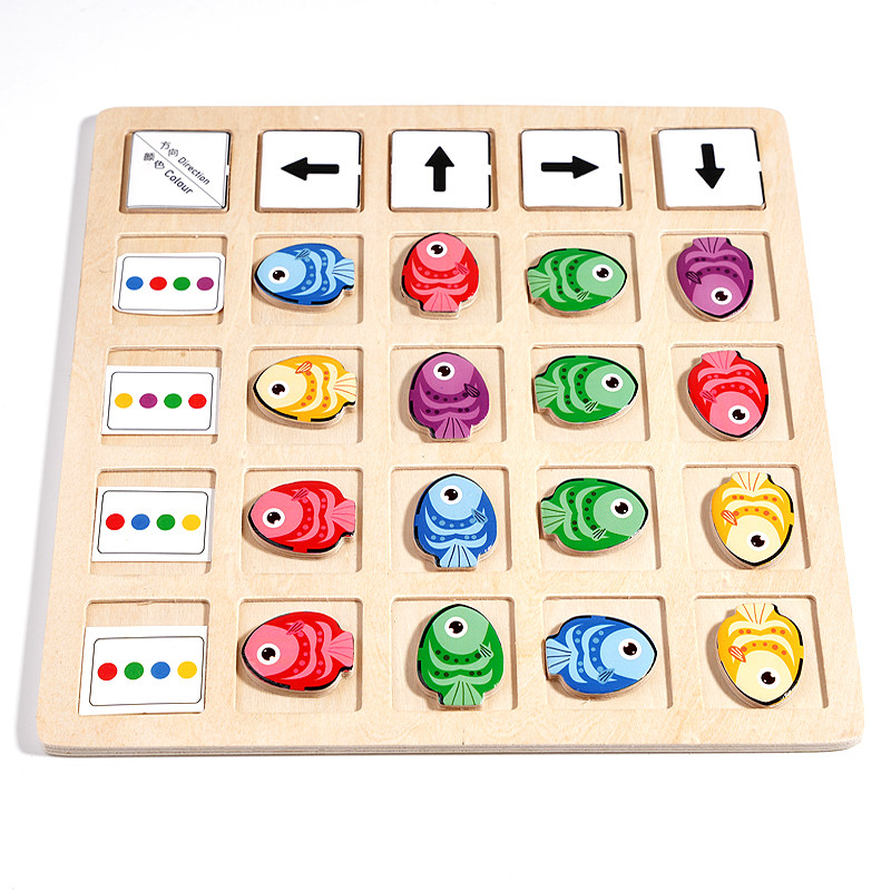 Children's Wooden Montessori Toys Kids Logical Thinking Training Direction Color Cognition