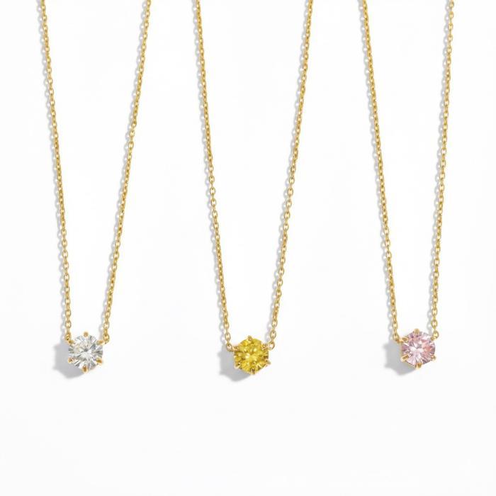 K405 Kalung Model Baru Titanium Wanita Korean 6 Lapis Pelapisan Emas 18KGP Liontin Permata Small