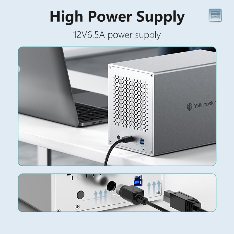 [PS400] Yottamaster 4 Bay RAID Enclosure Aluminum 4-slot 2.5" 3.5" USB3.0 RAID External HDD Array
