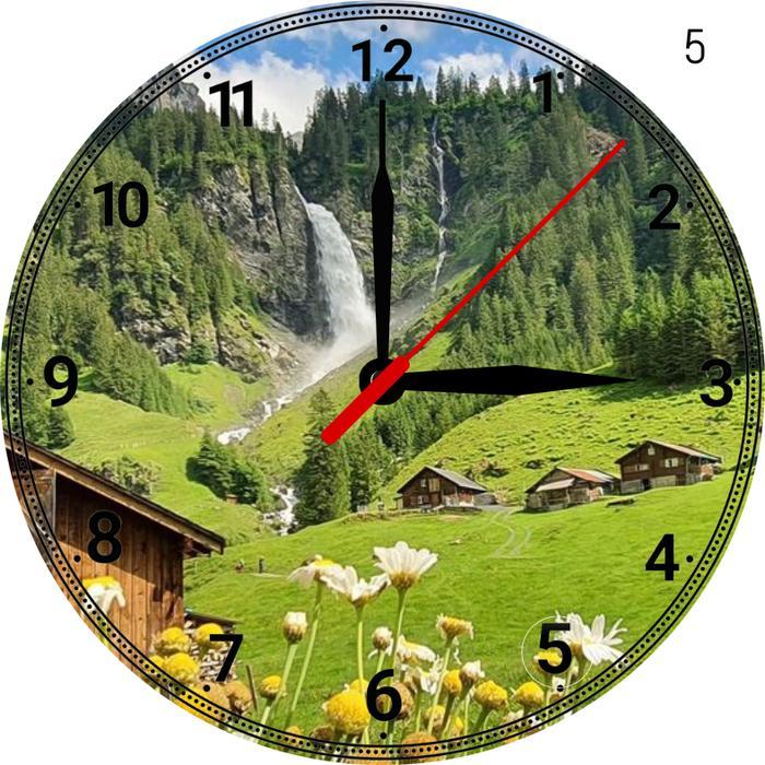 Jam Dinding Kayu Gambar Pemandangan Alam Terlaris