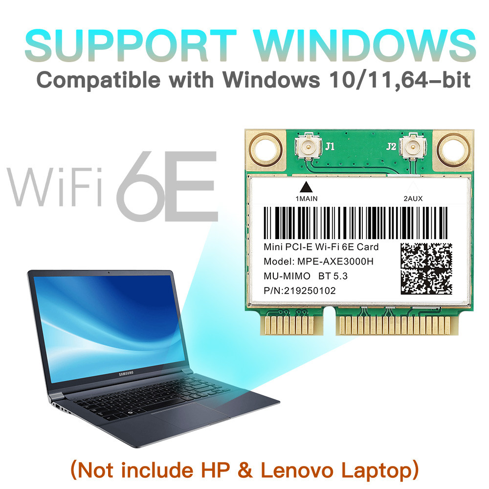 WiFi 6E AX210HMW Mini PCI-E AX210 BT5.3 Wifi Card Tri-Band 2.4G/5G/6GHz Wireless Network Ethernet