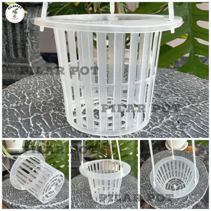 "New" pot bunga tanaman gantung nkt netpot 14cm BENING - nkt netpot anggrek