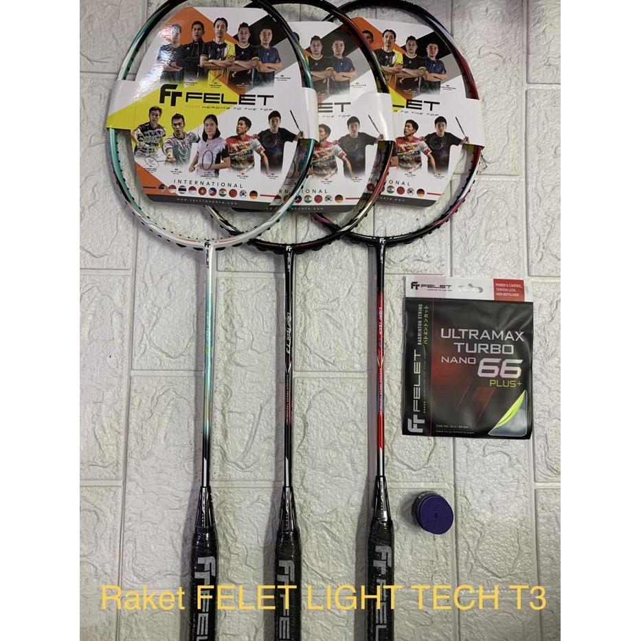 Raket Badminton Felet Light Tech T3 Kuat 32Lbs Original