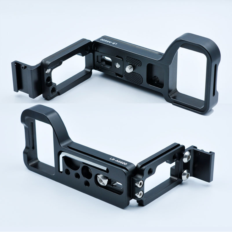 L Bracket for Sony A6600 Camera Quick Release Plate Hand Grip With Cold Hot Shoe Mount Black Red