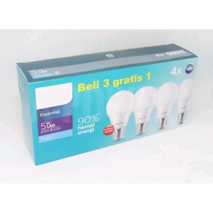 "New" Ph*l*ps - Lampu LED Essential Multipack / Paket 5W (Putih)