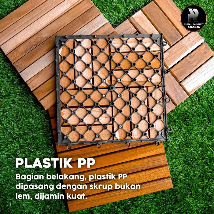 "New" Lantai Kayu Parket Decking Tile Jati Taman Kebun