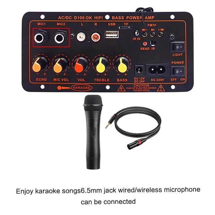 D30 Amplifier Board Karaoke Audio Bluetooth Usb Fm Radio Tf Player Subwoofer Ac-Dc Fitur Komplit /
