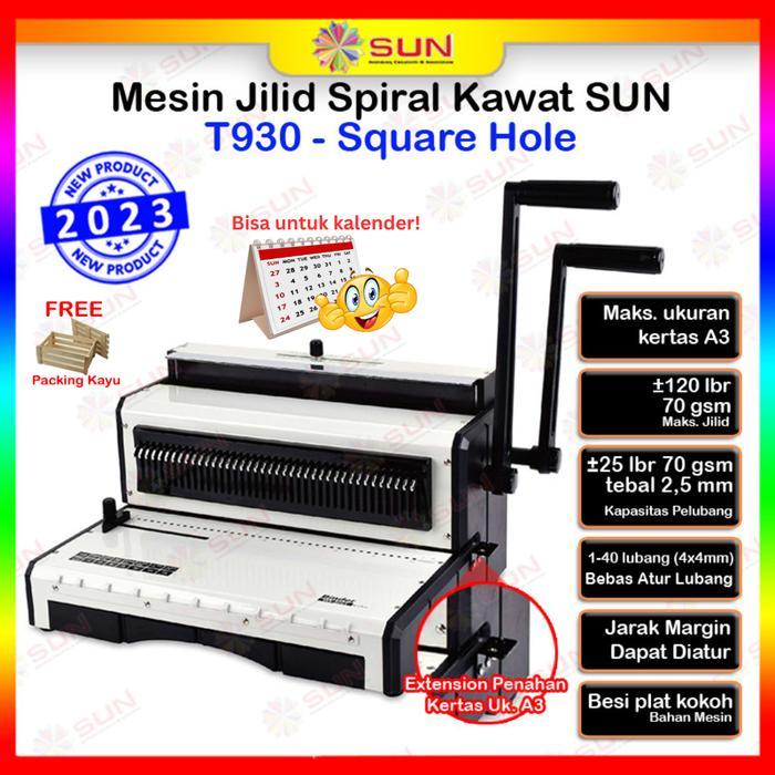 Mesin Jilid Spiral Kawat A3 Heavy Duty T930 Lubang Bulat / Kotak