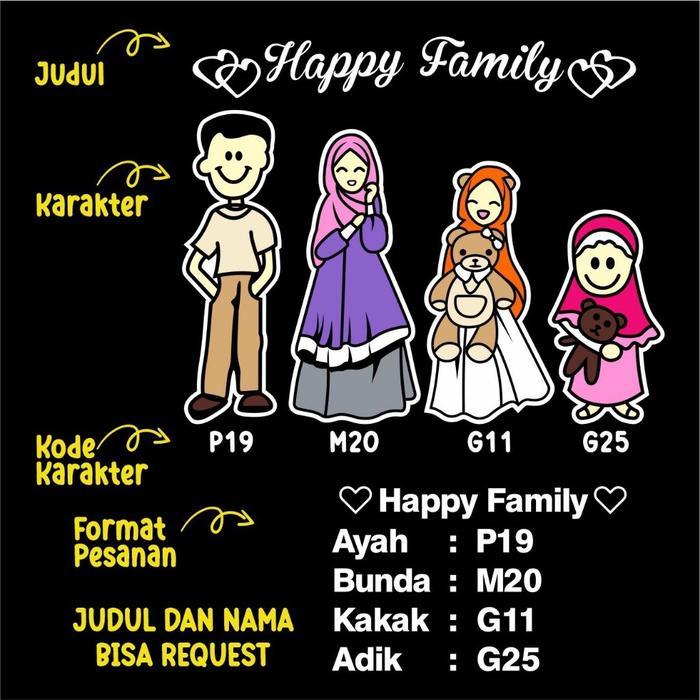 Promoo Stiker Mobil Happy Family Lucu / Stiker Keluarga Warna-Warni Car